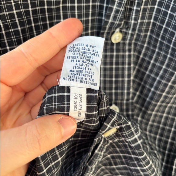 Vintage Ralph Lauren Men M Black White Plaid Shirt Dark Academia Poetcore Preppy - Picture 6 of 8